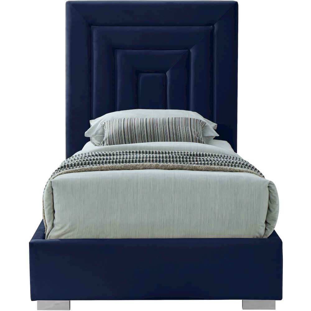 Nora Navy Velvet Twin Bed. Picture 5