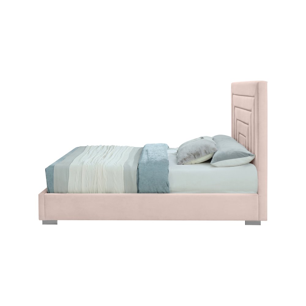 Nora Pink Velvet King Bed. Picture 9