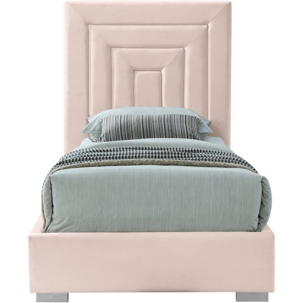 Nora Pink Velvet Twin Bed. Picture 5
