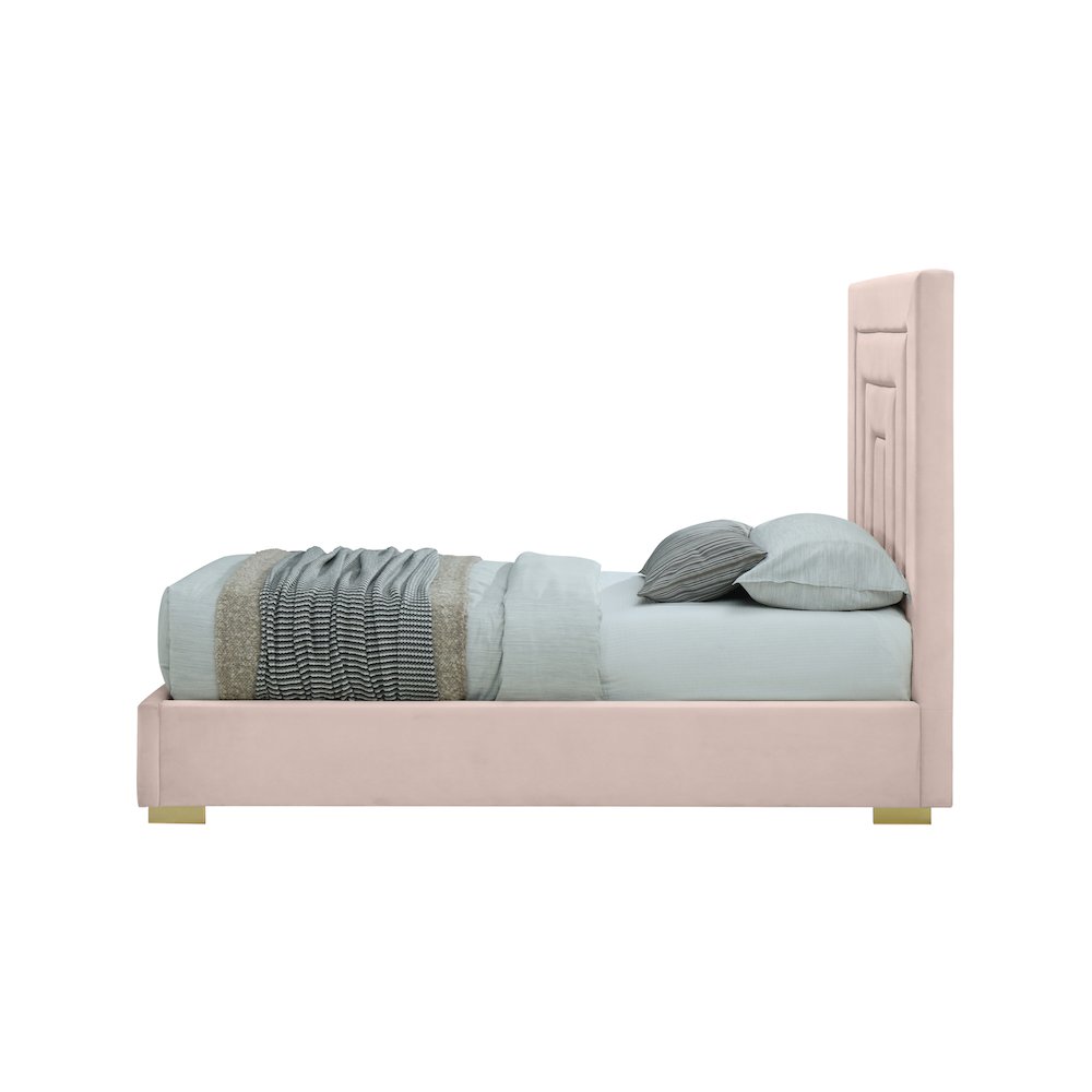 Nora Pink Velvet Twin Bed. Picture 8