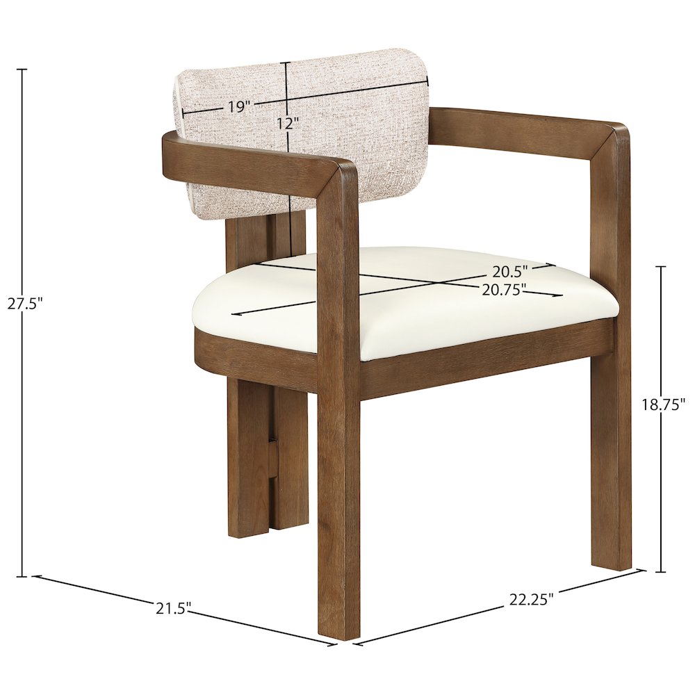 Ravina Beige Vegan Leather and Linen Fabric Upholstered Dining Chair, Set of 2. Picture 10