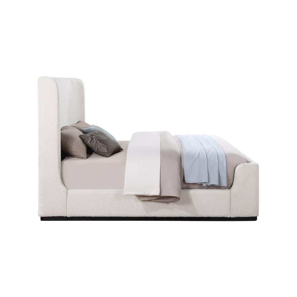 Oliver Cream Boucle Fabric Queen Bed. Picture 4