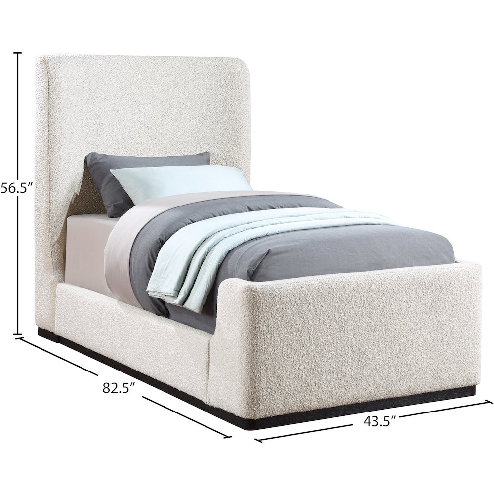 Oliver Cream Boucle Fabric Twin Bed. Picture 8