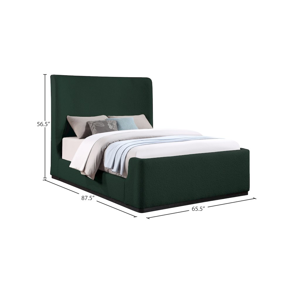 Oliver Green Boucle Fabric Queen Bed. Picture 8