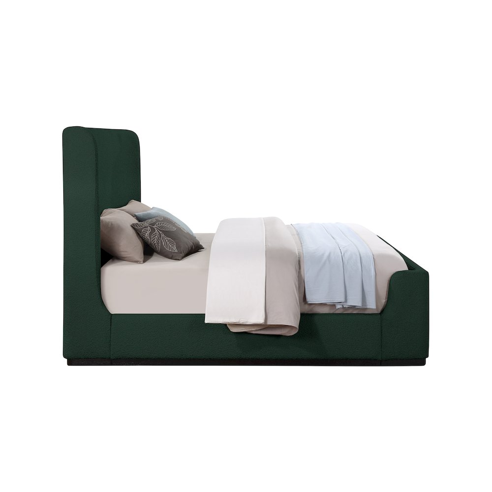 Oliver Green Boucle Fabric Queen Bed. Picture 4