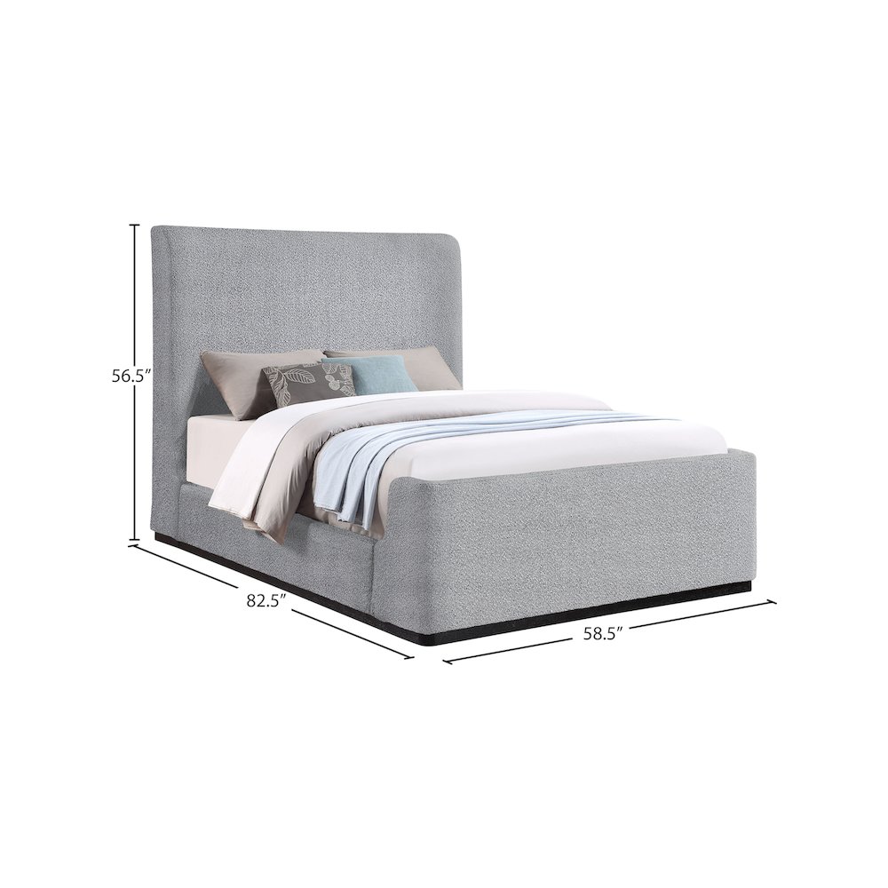 Oliver Grey Boucle Fabric Queen Bed. Picture 8