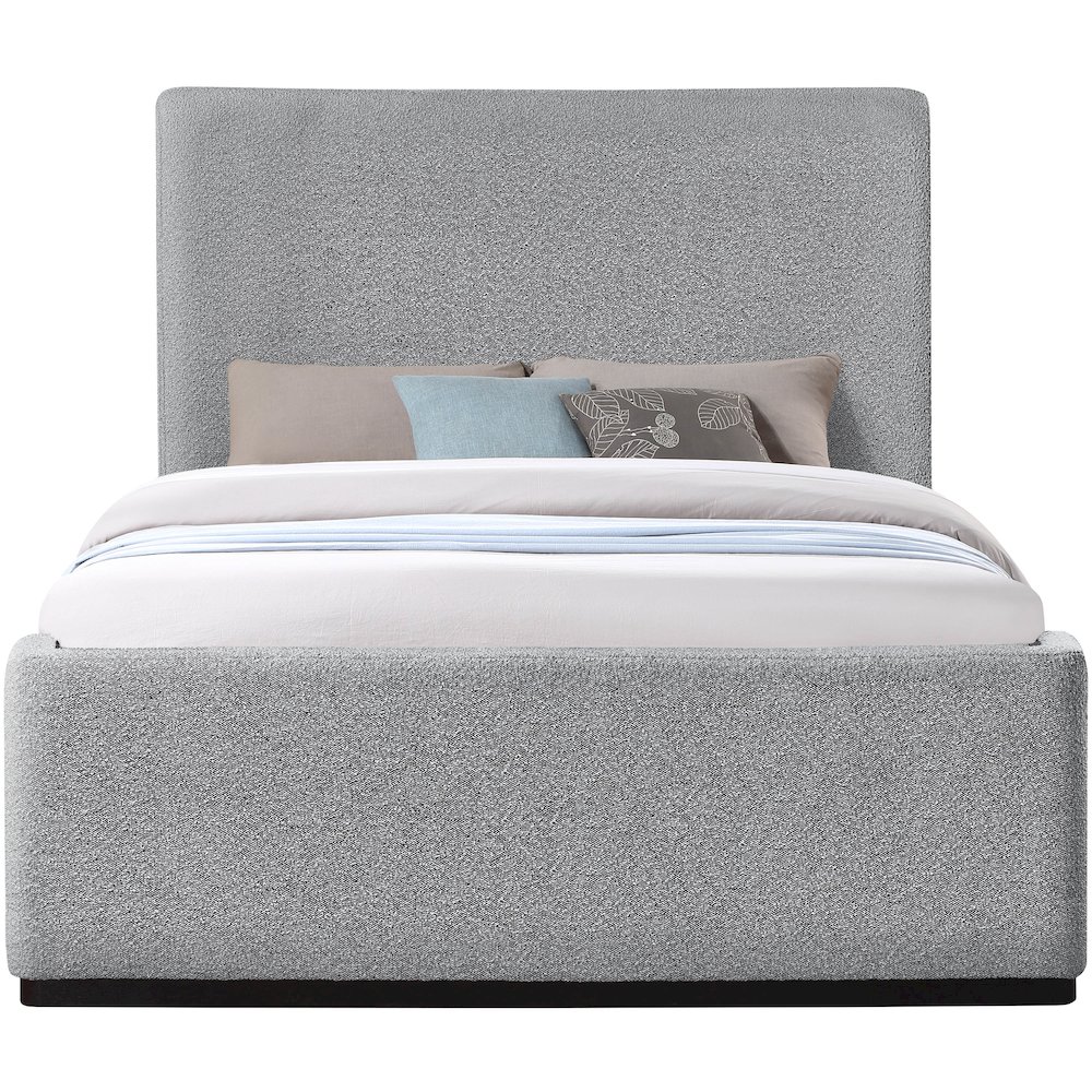 Oliver Grey Boucle Fabric Queen Bed. Picture 2