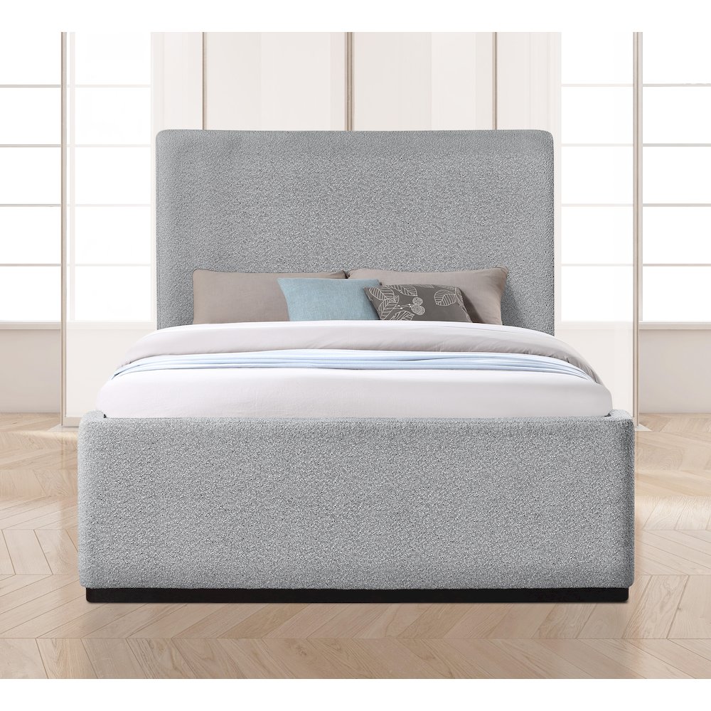 Oliver Grey Boucle Fabric Queen Bed. Picture 3