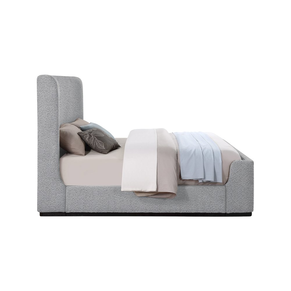 Oliver Grey Boucle Fabric Queen Bed. Picture 4