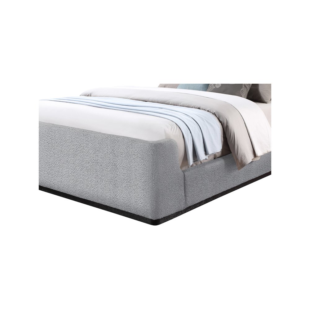 Oliver Grey Boucle Fabric Queen Bed. Picture 6