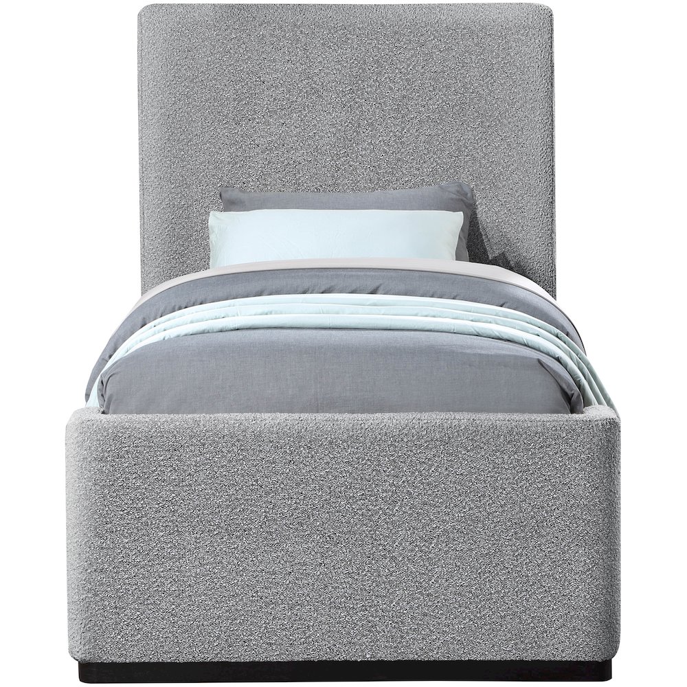Oliver Grey Boucle Fabric Twin Bed. Picture 2