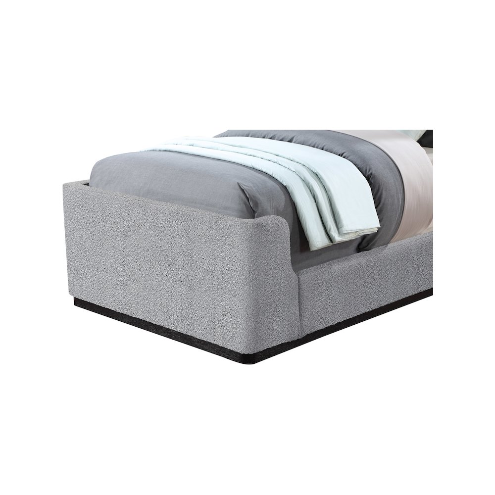 Oliver Grey Boucle Fabric Twin Bed. Picture 6