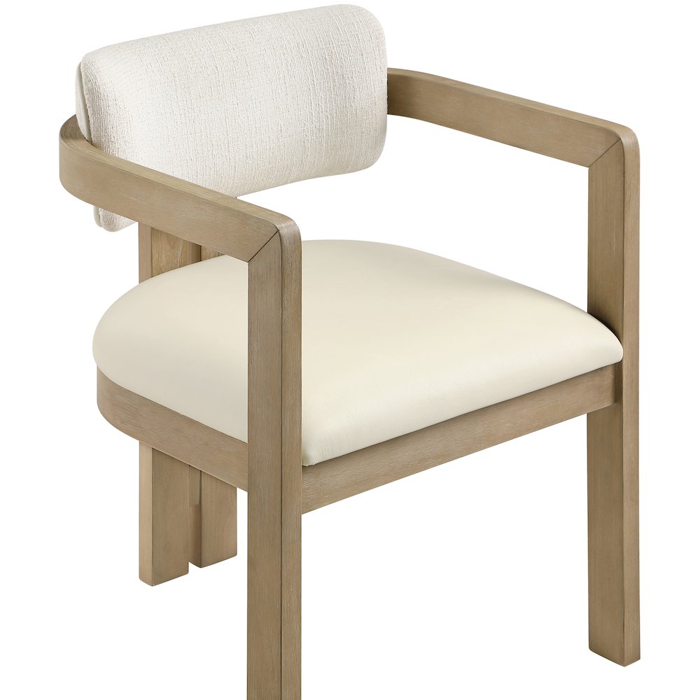 Ravina Cream Vegan Leather and Linen Fabric Upholstered Dining Chair, Set of 2. Picture 7
