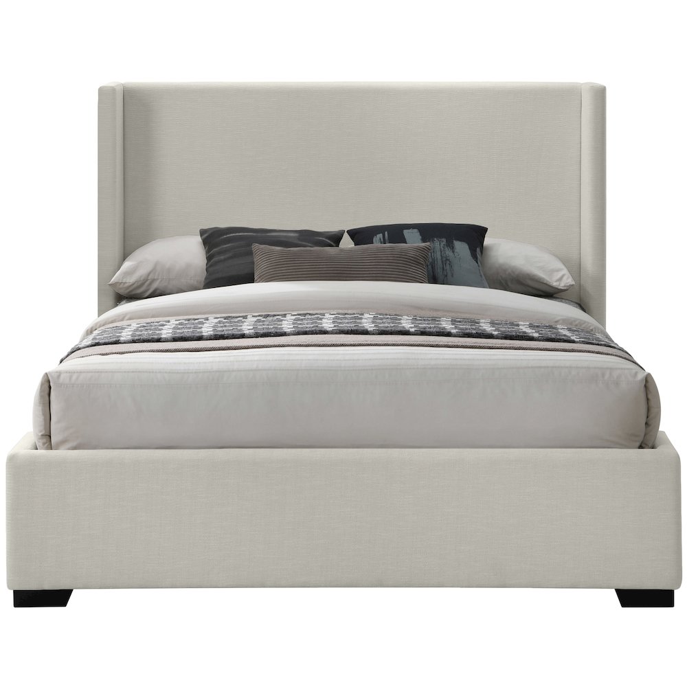 Oxford Beige Linen Textured Fabric King Bed. Picture 2
