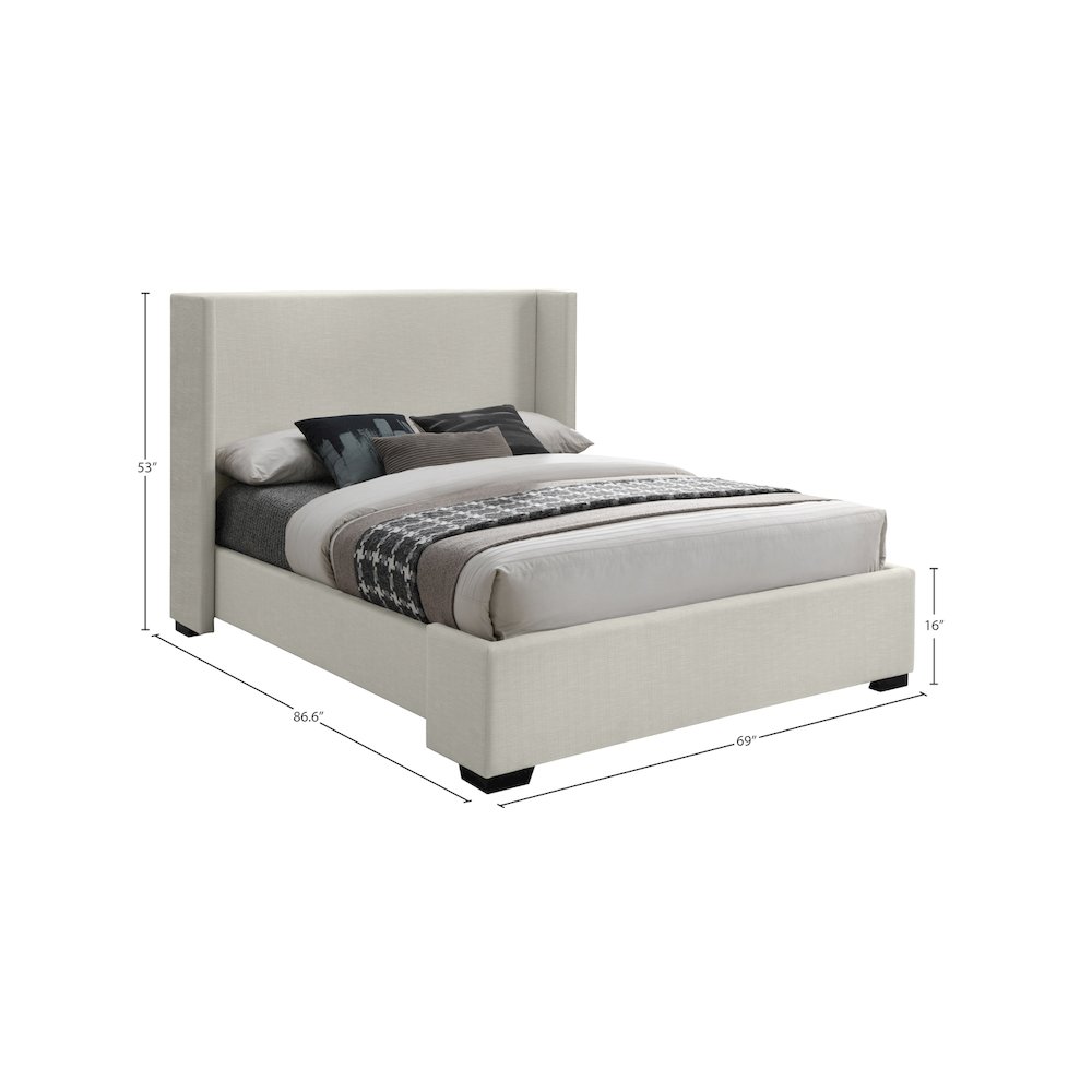 Oxford Beige Linen Textured Fabric Queen Bed. Picture 8