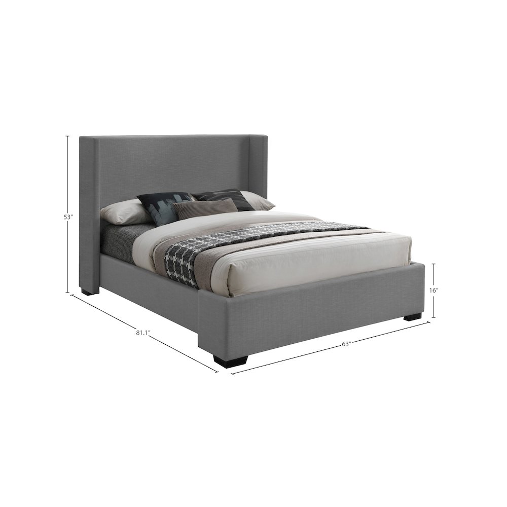 Oxford Grey Linen Textured Fabric Full Bed. Picture 8