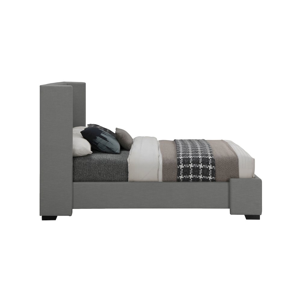 Oxford Grey Linen Textured Fabric Full Bed. Picture 4