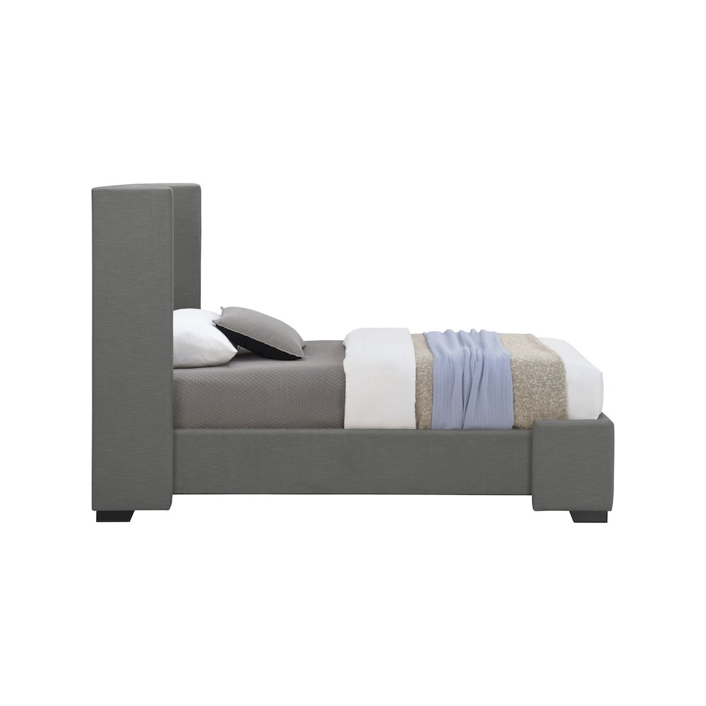Oxford Grey Linen Textured Fabric Twin Bed. Picture 4