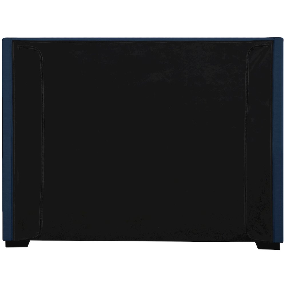 Oxford Navy Linen Textured Fabric Queen Bed. Picture 5