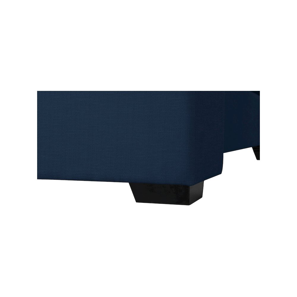 Oxford Navy Linen Textured Fabric Queen Bed. Picture 6