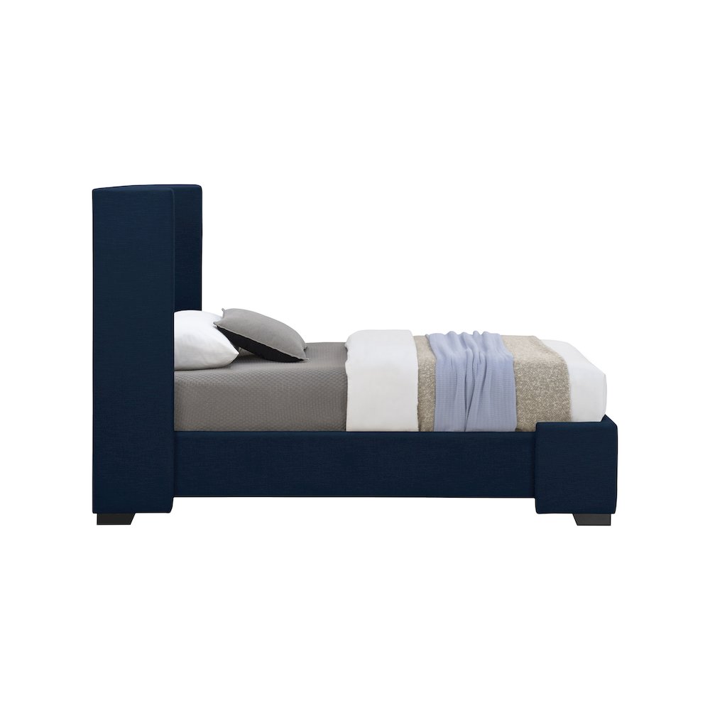 Oxford Navy Linen Textured Fabric Twin Bed. Picture 4