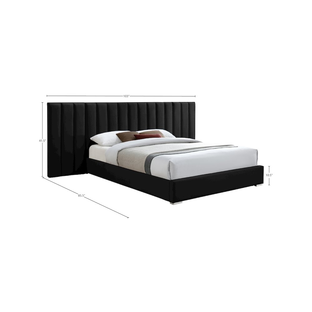 Pablo Black Velvet Queen Bed. Picture 9