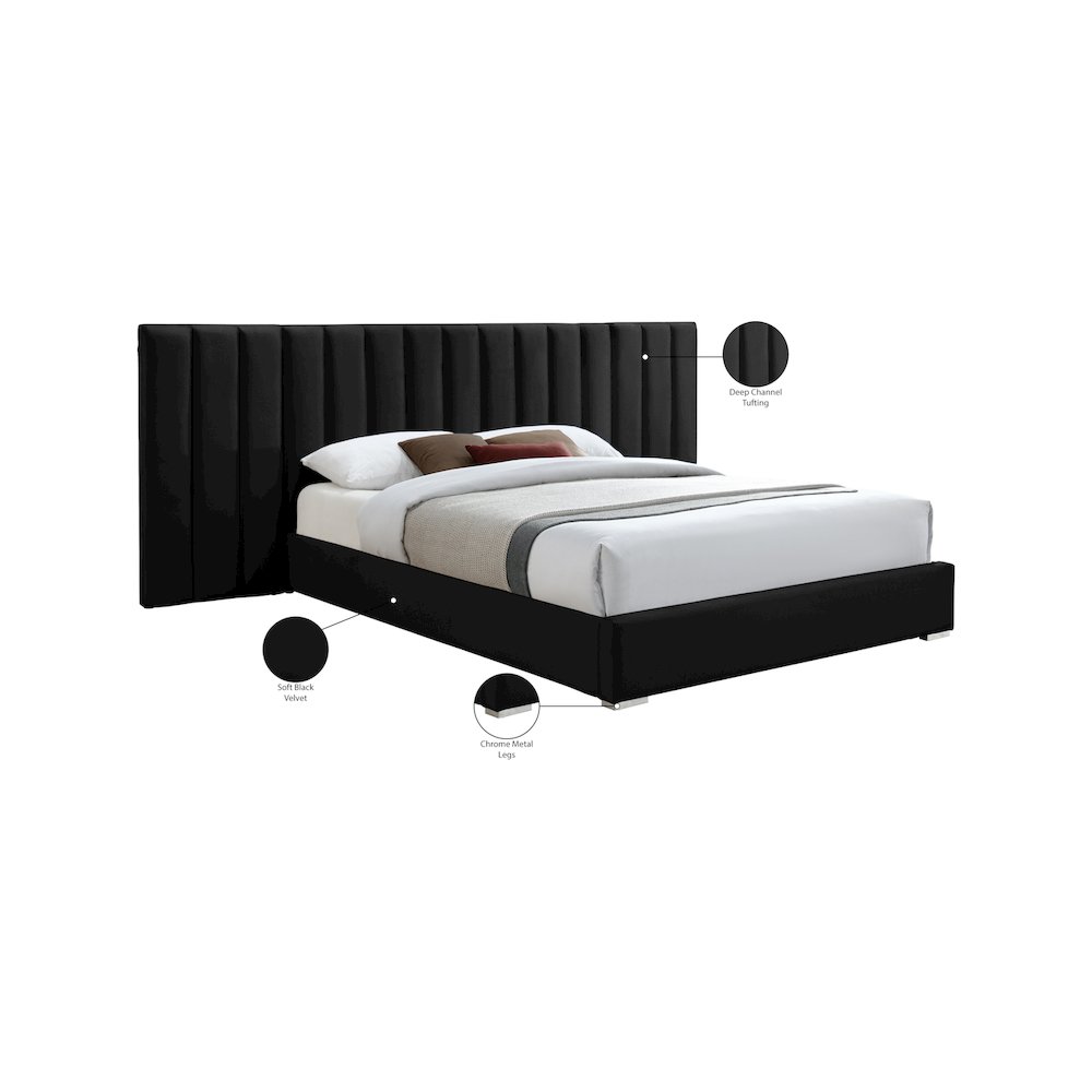 Pablo Black Velvet Queen Bed. Picture 10