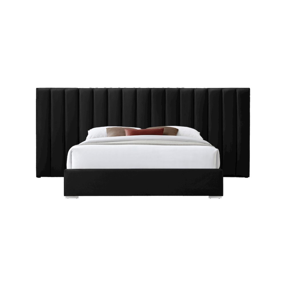 Pablo Black Velvet Queen Bed. Picture 2