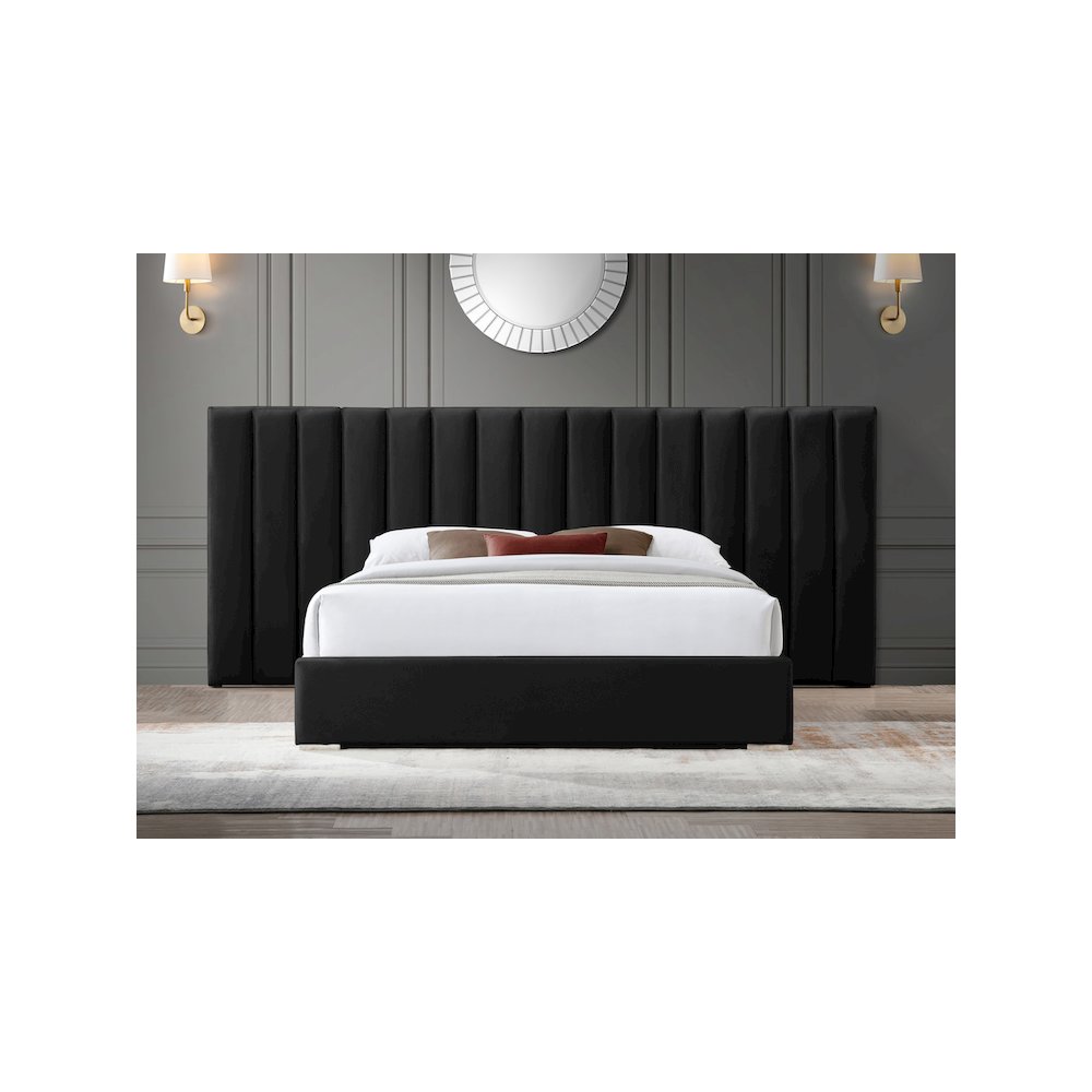 Pablo Black Velvet Queen Bed. Picture 3