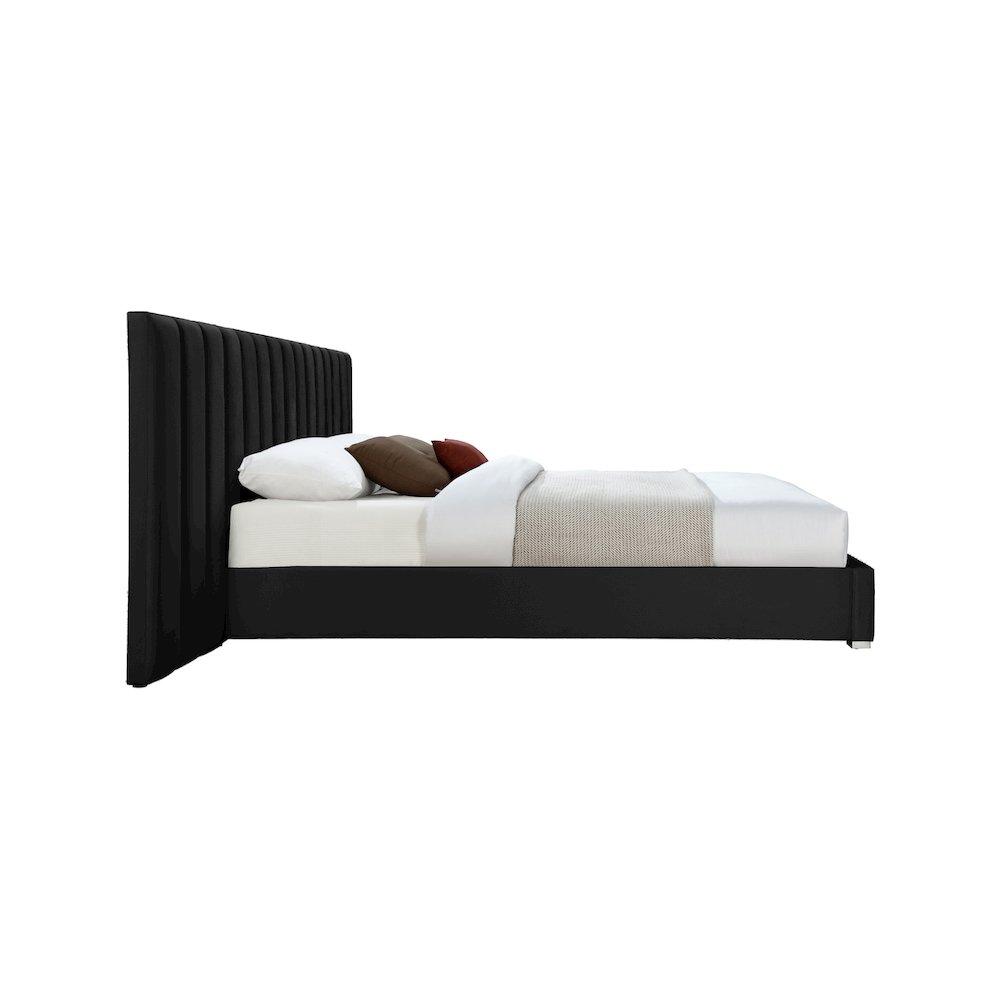 Pablo Black Velvet Queen Bed. Picture 4