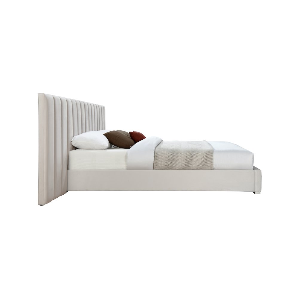 Pablo Cream Velvet Queen Bed. Picture 4
