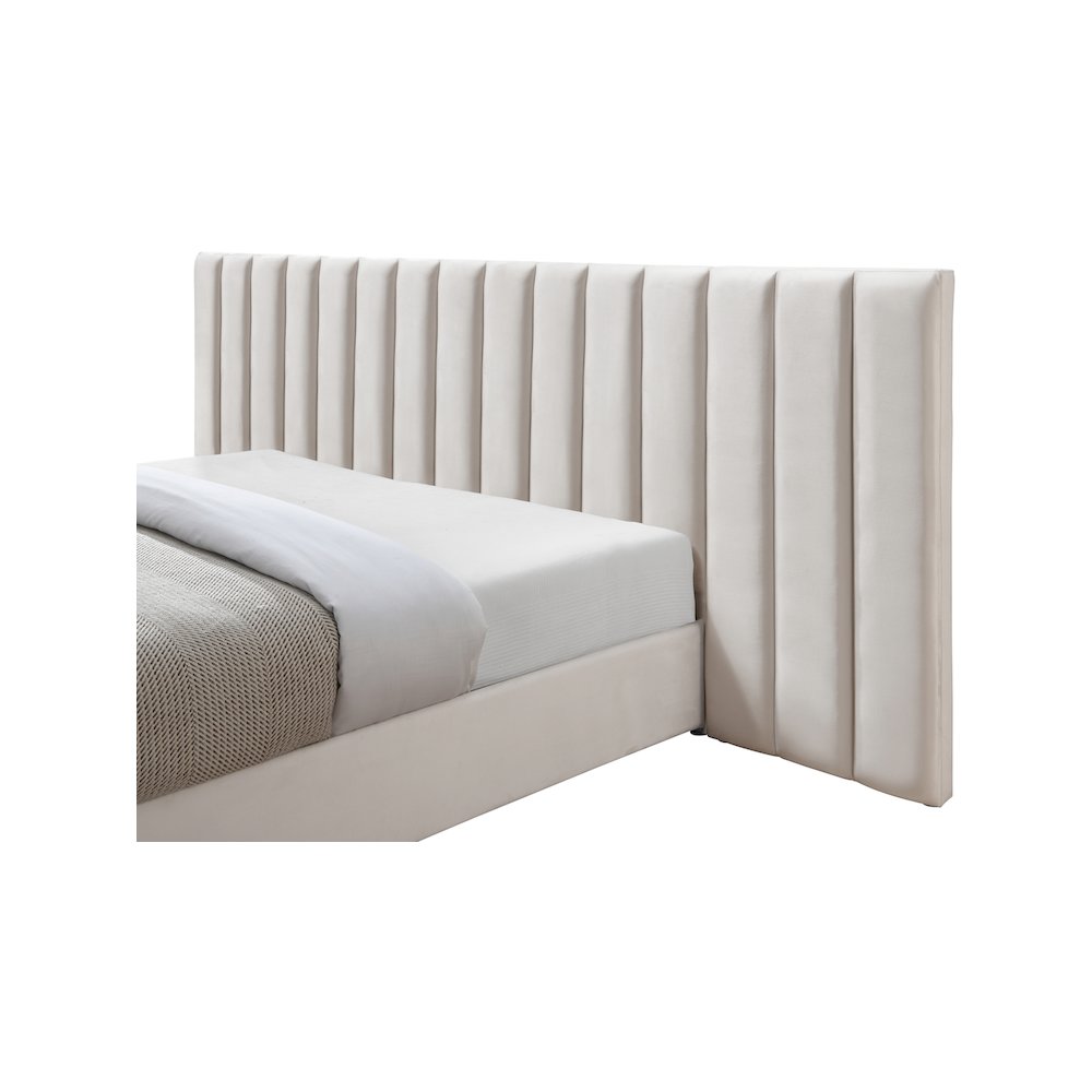 Pablo Cream Velvet Queen Bed. Picture 6