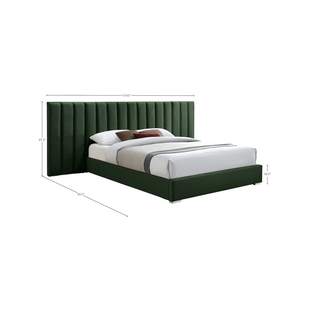 Pablo Green Velvet King Bed. Picture 9