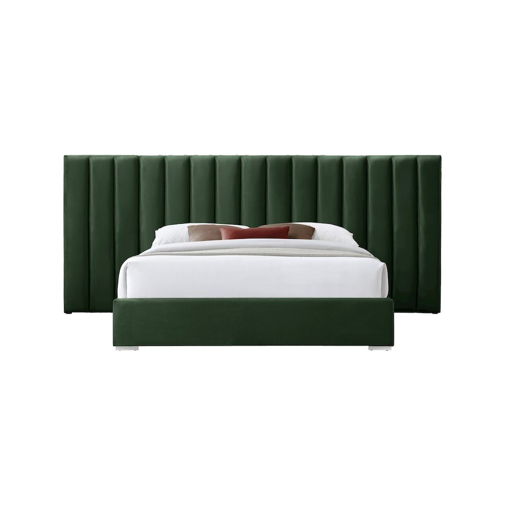 Pablo Green Velvet King Bed. Picture 2
