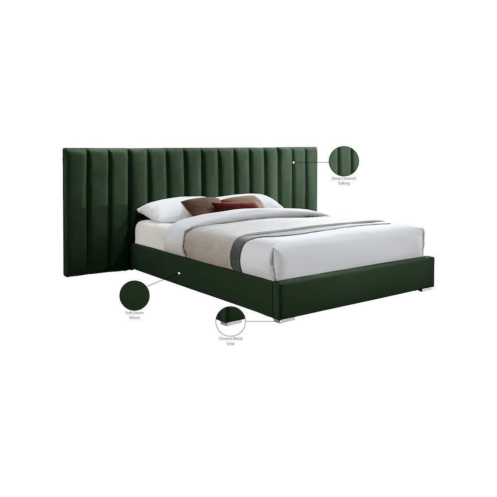 Pablo Green Velvet Queen Bed. Picture 10