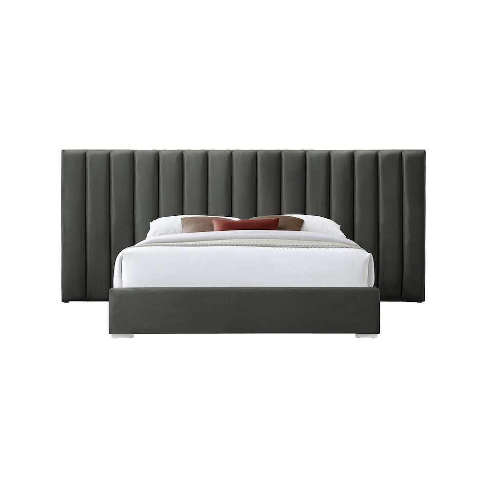 Pablo Grey Velvet King Bed. Picture 2
