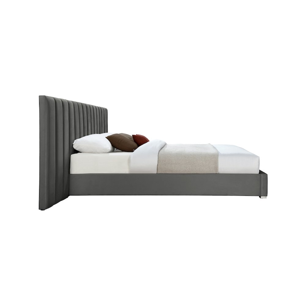Pablo Grey Velvet King Bed. Picture 4