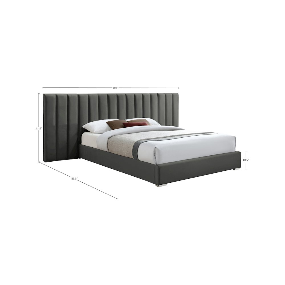 Pablo Grey Velvet Queen Bed. Picture 9