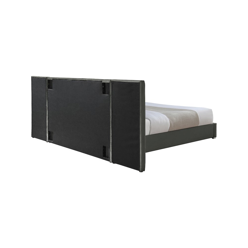 Pablo Grey Velvet Queen Bed. Picture 5