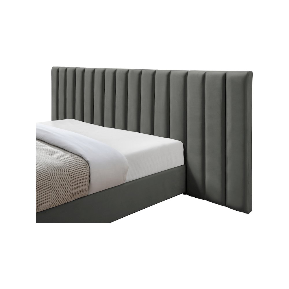 Pablo Grey Velvet Queen Bed. Picture 6