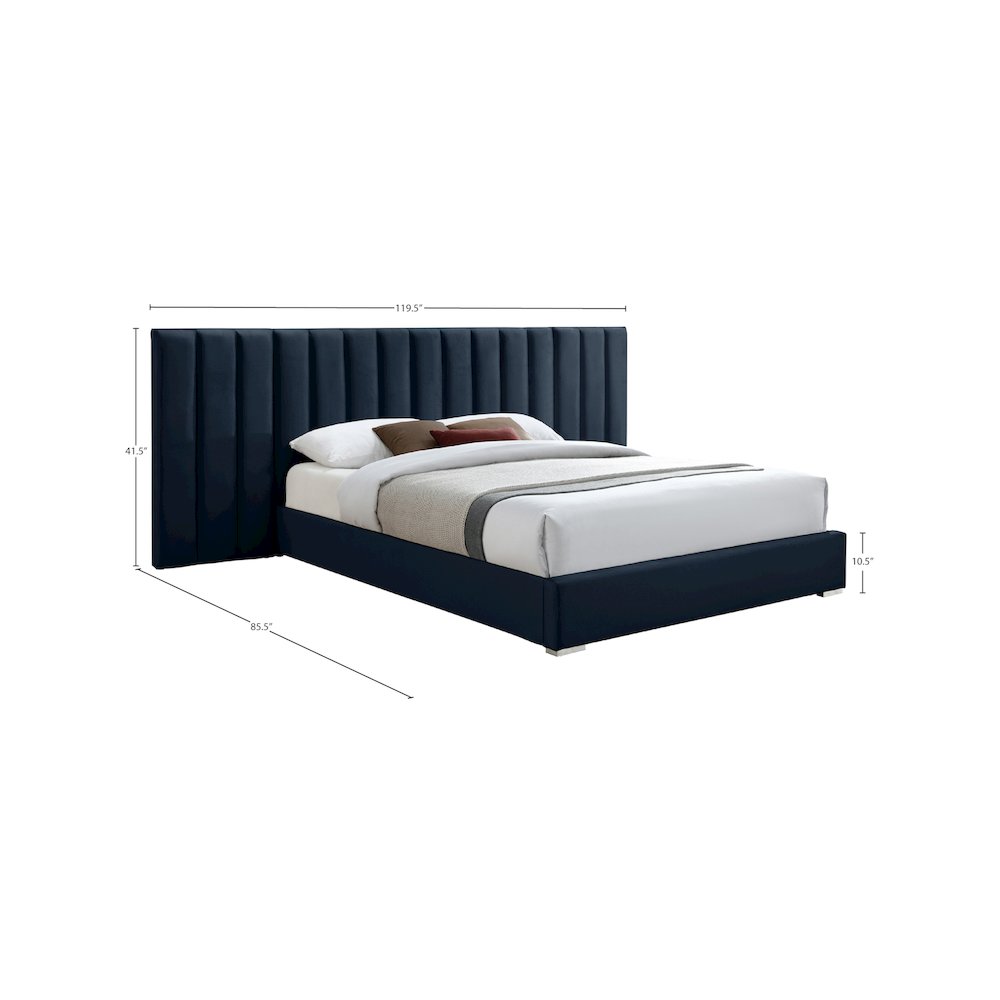Pablo Navy Velvet King Bed. Picture 9