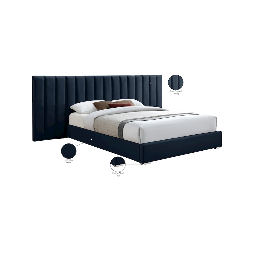 Pablo Navy Velvet King Bed. Picture 10