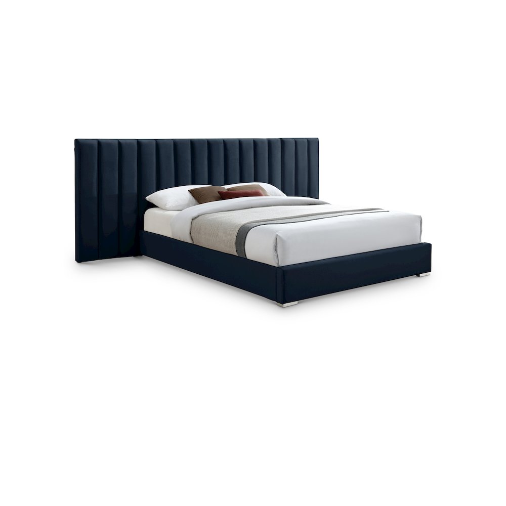 Pablo Navy Velvet King Bed. Picture 1