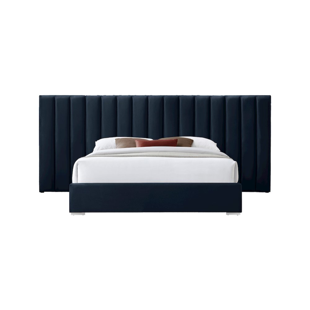 Pablo Navy Velvet King Bed. Picture 2