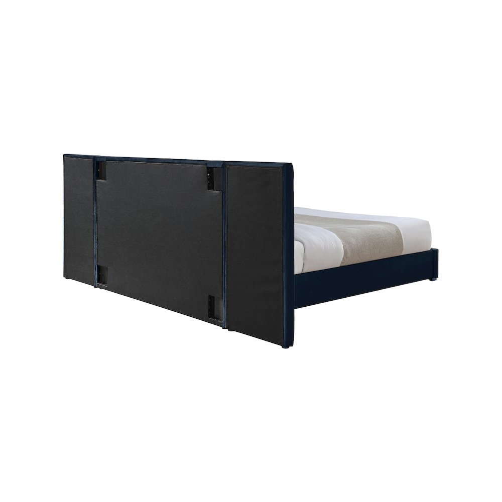 Pablo Navy Velvet Queen Bed. Picture 5