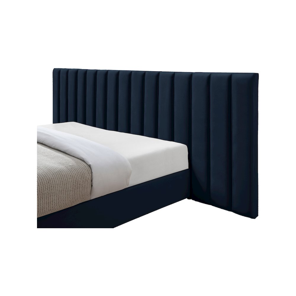 Pablo Navy Velvet Queen Bed. Picture 6