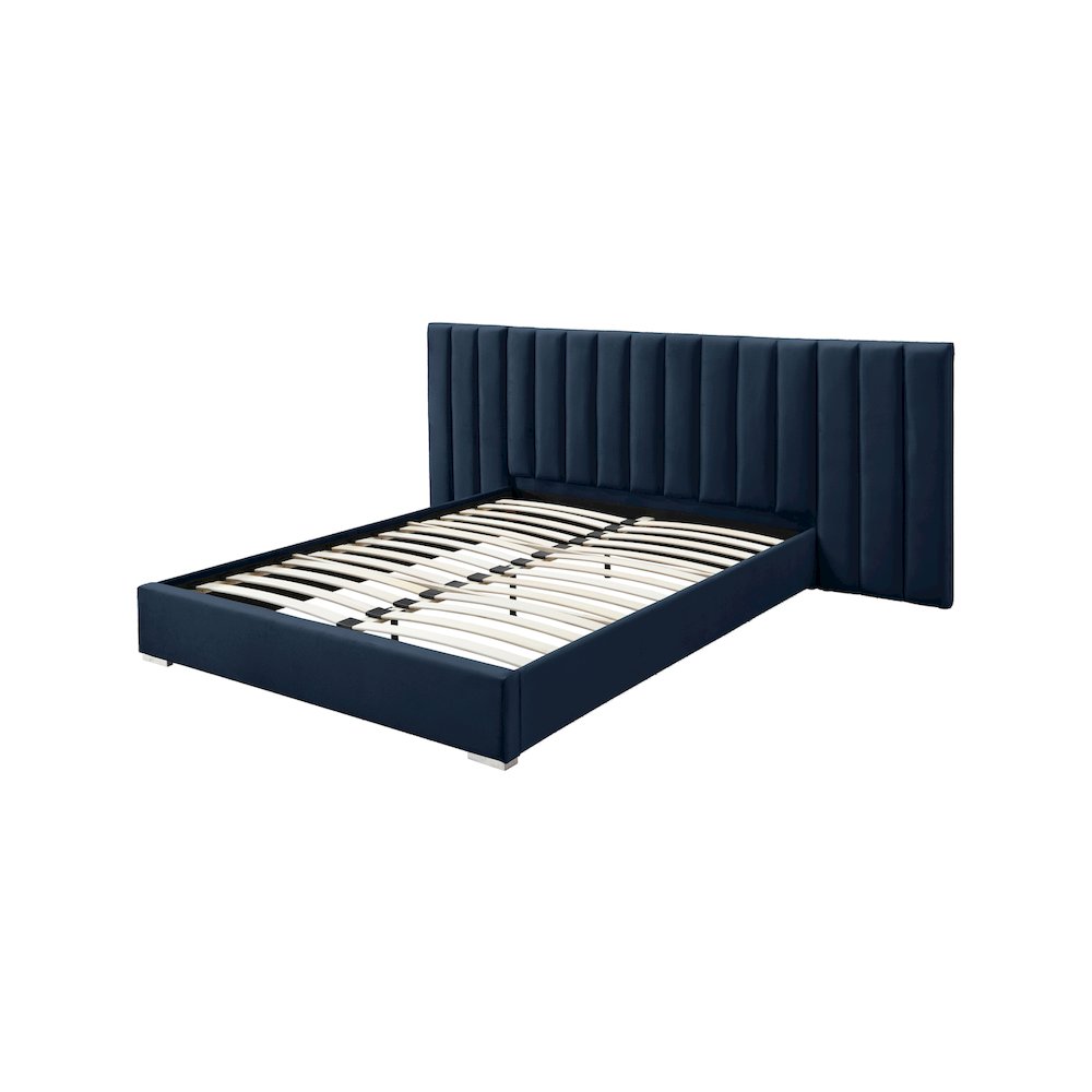 Pablo Navy Velvet Queen Bed. Picture 8