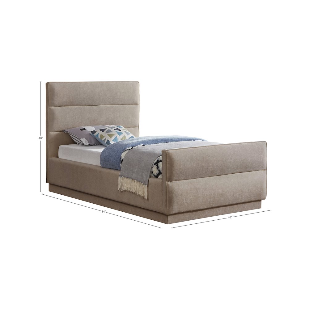 Paxton Beige Chenille Fabric Twin Bed. Picture 7