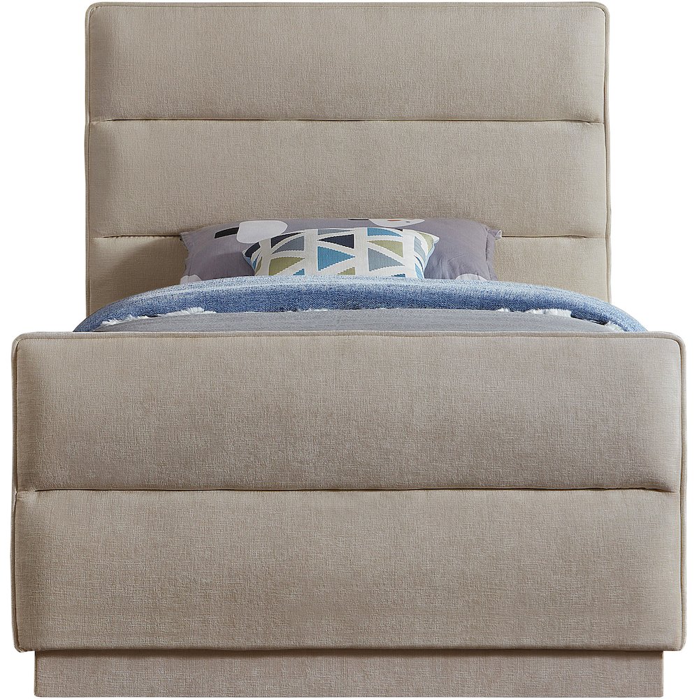 Paxton Beige Chenille Fabric Twin Bed. Picture 2