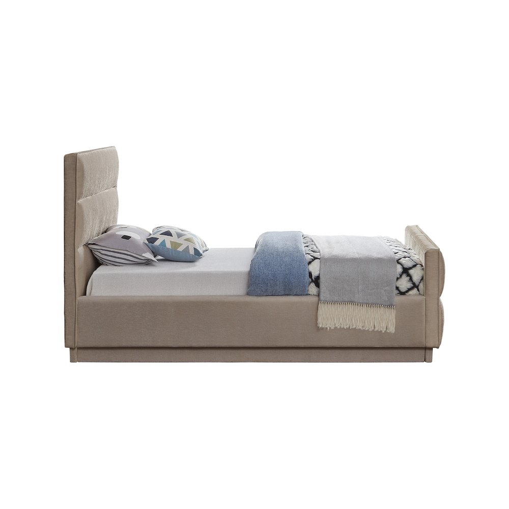 Paxton Beige Chenille Fabric Twin Bed. Picture 4